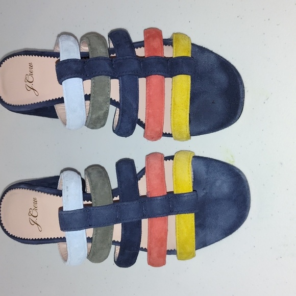 J.Crew Penny Multicolor Strappy Suede Slide Sandals, size 7 - Picture 2 of 12